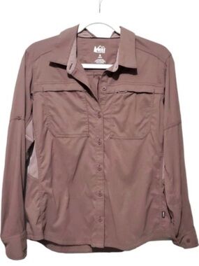 REI Button-Up Long-Sleeve Outdoor Shirt - Mauve Brown